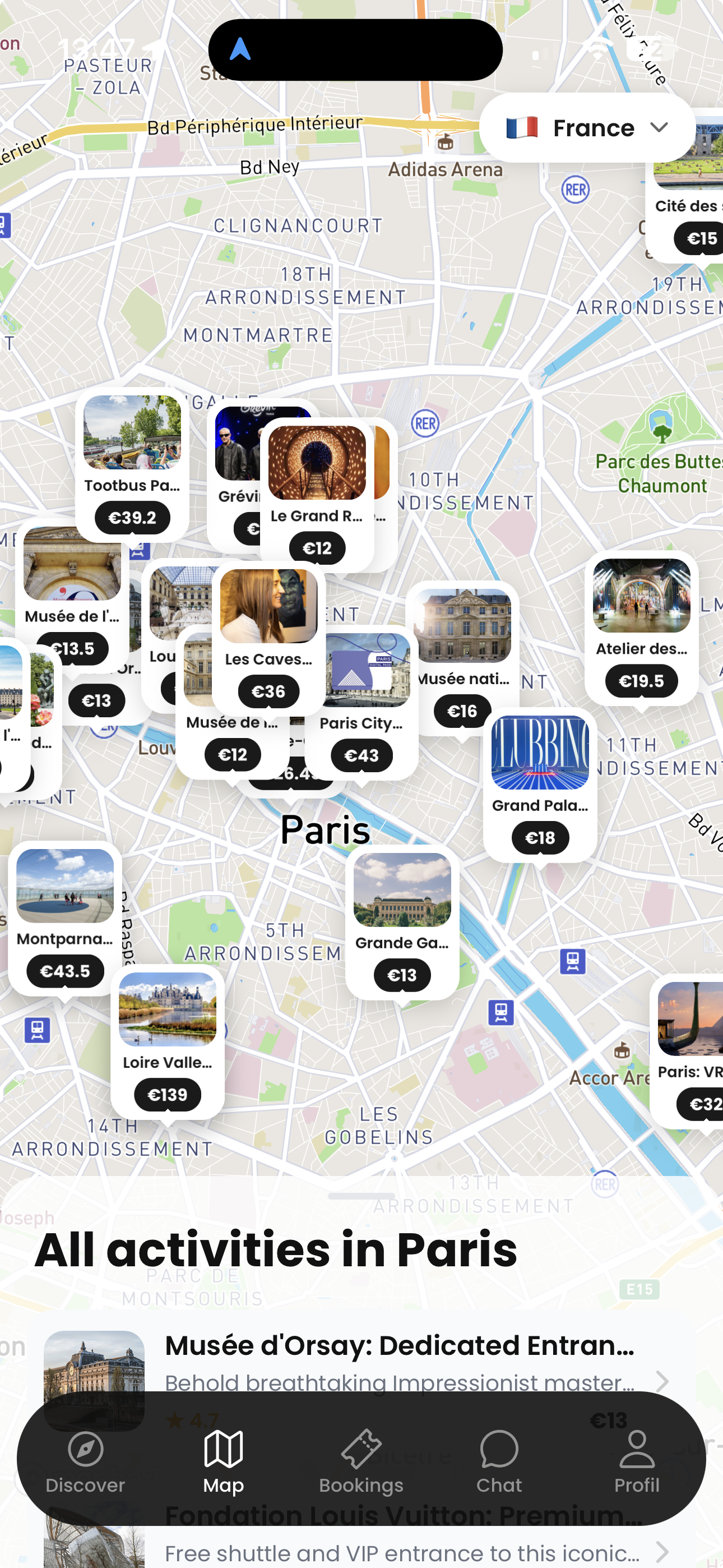 Carte interactive des activités autour de vous dans VERN