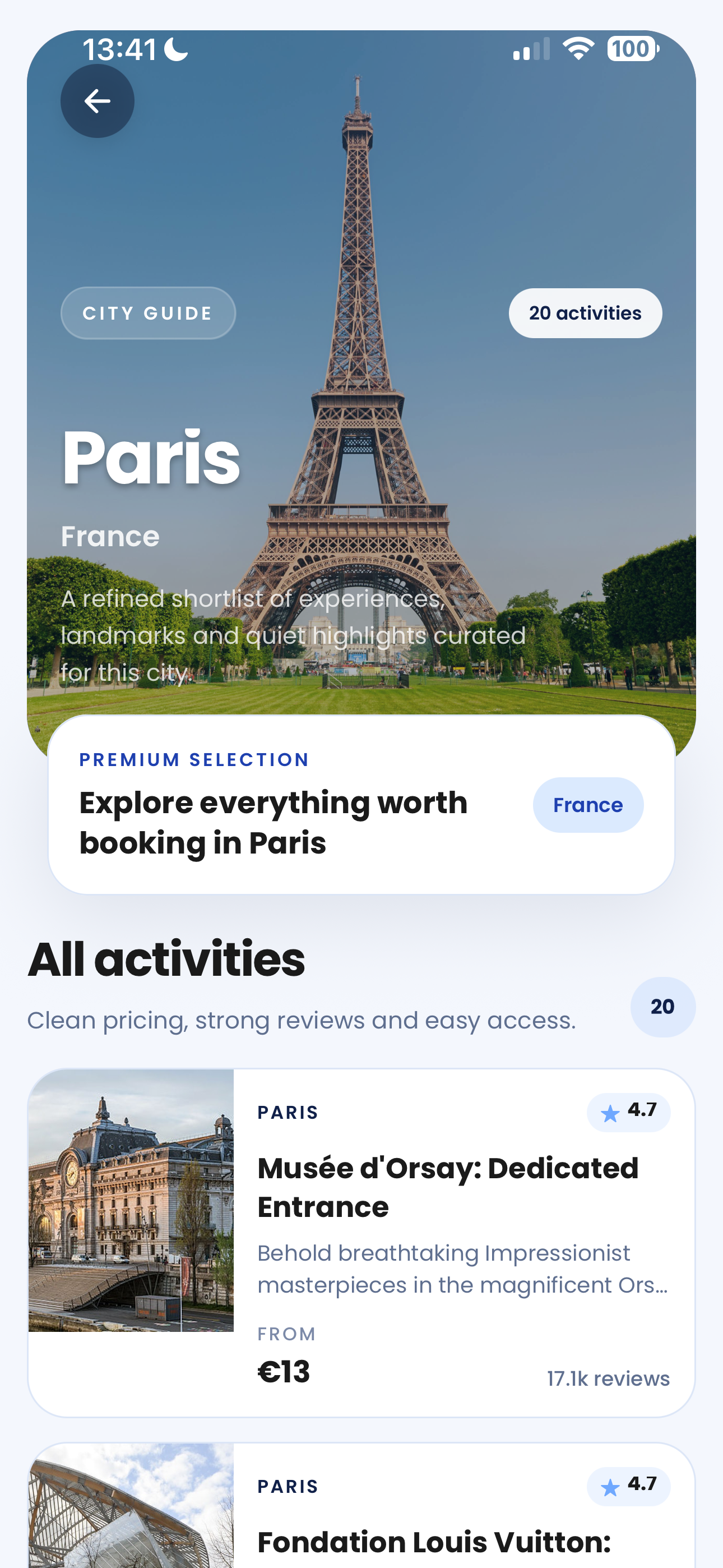 Guide Paris dans l’application VERN